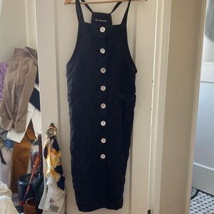 Black Button-Front Pinafore Dress by Unknown Brand